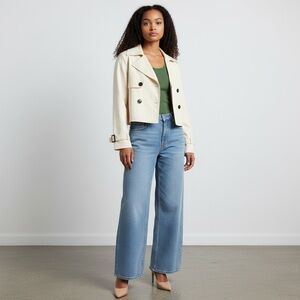 1208 • Oatmeal Cropped Trench Coat